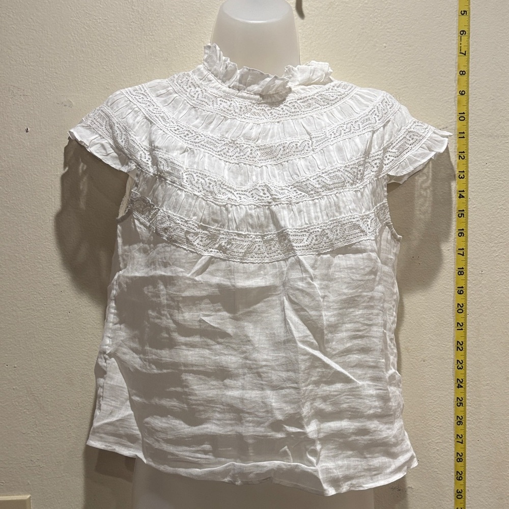 Frame Denim White Lace Detail Blouse